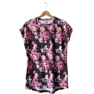 COTTON TRADERS Floral Top Women’s Size 12 Multicolor Short Sleeve Blouse